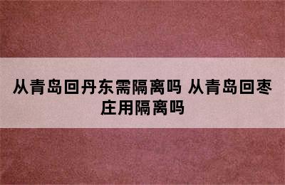 从青岛回丹东需隔离吗 从青岛回枣庄用隔离吗